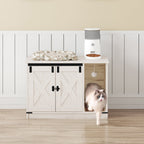 Hzuaneri 31.5" Cat Litter Box Enclosure, Hidden Cabinet Furniture with Bell for Indoor Cat, Farmhouse Style, White