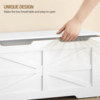 47.2" Storage Chest, Wooden Lift-Top Bench Trunk with 2 Hinges, Shoe Bench Organizer, White