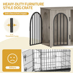 Hzuaneri 26.8" Dog Crate Furniture, Wooden Dog Kennel with Cushion, Indoor Dog Cage for Small Dogs, Decorative Pet House Side End Table, Chew-Resistant, Greige