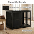 46.9" XXL Wooden Dog Crate,Barn Door Anti-Chew, Indoor End Table Style,Black