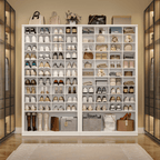 Hzuaneri 11-Tier Shoe Storage Cabinet, Wooden Shoe Rack with 40 Cubbies, Tall Freestanding Shoe Organizer for 40-44 Pairs Pairs, Easy Assembly Shoe Cabinet for Closet, Entryway, Living Room, White