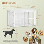 HEXCELEN Wooden Dog Cage Furniture 32 Inch Dog Crate for Home Dog Cage with 2 Doors Sliding Doors for Small Medium Dogs Heavy Duty Side Table 81 × 55 × 62.4 cm White,908113W