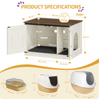 Hzuaneri Cat Litter Box Enclosure, Hidden Litter Box Furniture with Detachable Dividers, Reversible Entrance Left or Right Side, Wooden Cat House, 80 x 50 x 54 cm, Rustic Brown and White CB86614X