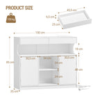 Hzuaneri SC64903X Sideboard, Kitchen Cabinet with Power Strip and LED Light, Storage Cabinet, 2 Drawers and 2 Doors, Adjustable Shelves, Buffet Cabinet, Dining Room, Kitchen, 35 x 100 x 85 cm, White SC64903X