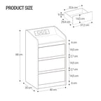 Hzuaneri NS40104X Bedside Table Set of 2 with 3 Drawers, Side Table with Charging Station and LED, 2 AC Outlets and 2 USB Ports for Bedroom, Living Room, Black NS40104X