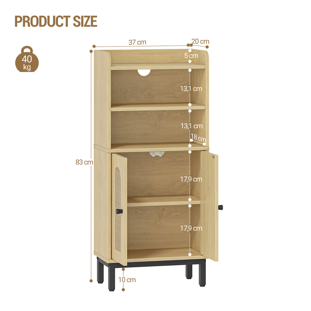 Hzuaneri Bathroom Storage Cabinet, Slim Bathroom Floor Cabinet with 2 Door and Adjustable Shelf, Wooden Freestanding Storage Unit for Dining Kitchen Living Room, Yellow BC48202B
