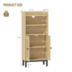 Hzuaneri Bathroom Storage Cabinet, Slim Bathroom Floor Cabinet with 2 Door and Adjustable Shelf, Wooden Freestanding Storage Unit for Dining Kitchen Living Room, Yellow BC48202B