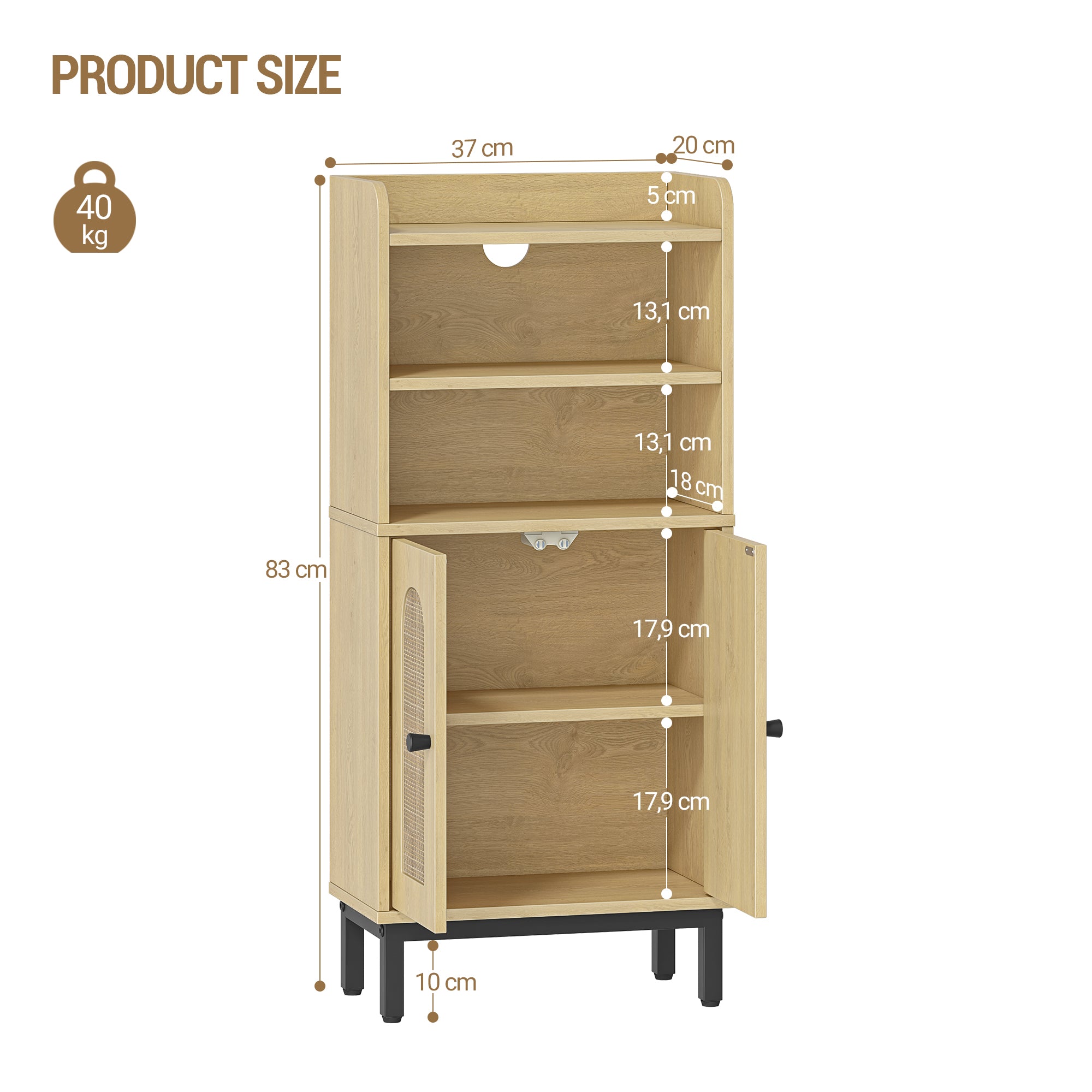 Hzuaneri Bathroom Storage Cabinet, Slim Bathroom Floor Cabinet with 2 Door and Adjustable Shelf, Wooden Freestanding Storage Unit for Dining Kitchen Living Room, Yellow BC48202B