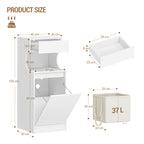 Hzuaneri Bathroom Cabinet with Laundry Basket, Slim Narrow Laundry Cabinet with Drawer and Removable Hamper, Storage Cabinet Unit for Bathroom, 40 x 40 x 100 cm, White, BC42003X