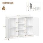 Hzuaneri Bathroom Cabinet with 2 Doors, Kitchen Cabinet, Storage Cabinet, Sideboard with 3 Open Storage Compartments, Adjustable Shelf, Bathroom, Kitchen, 30 x 100 x 81.5 cm, White SC21203X
