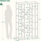 Hzuaneri Bookcase, 6-Tier Bookshelf with 15 Shelves, Large Adjustable Bookshelf, for Living Room, Office, Bedroom, Study, 30 x 100 x 170 cm, White BC15013W