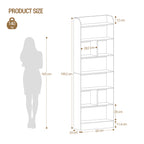 Hzuaneri Bookshelf, Bookcase, with 7 Shelves, Storage Shelf, Freestanding Shelf, for Living Room, Office, Bedroom, 24 x 60 x 199.2 cm, White BC11703X