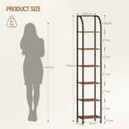 Hzuaneri Bookcase, 6-Tier Bookshelf, Narrow Bookcase Shelving Unit for Living Room, Office, Sturdy, Bedroom, 30 x 33.6 x 178 cm, Industrial, Rustic Brown and Black, BC56001B
