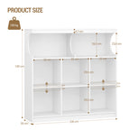 Hzuaneri Bookshelf, 8-Shelf Bookcase, Storage Shelf, Office Shelving, Freestanding Storage Shelf for Bedroom, Living Room, Study and Office 30 x 100 x 100 cm White BC33203X