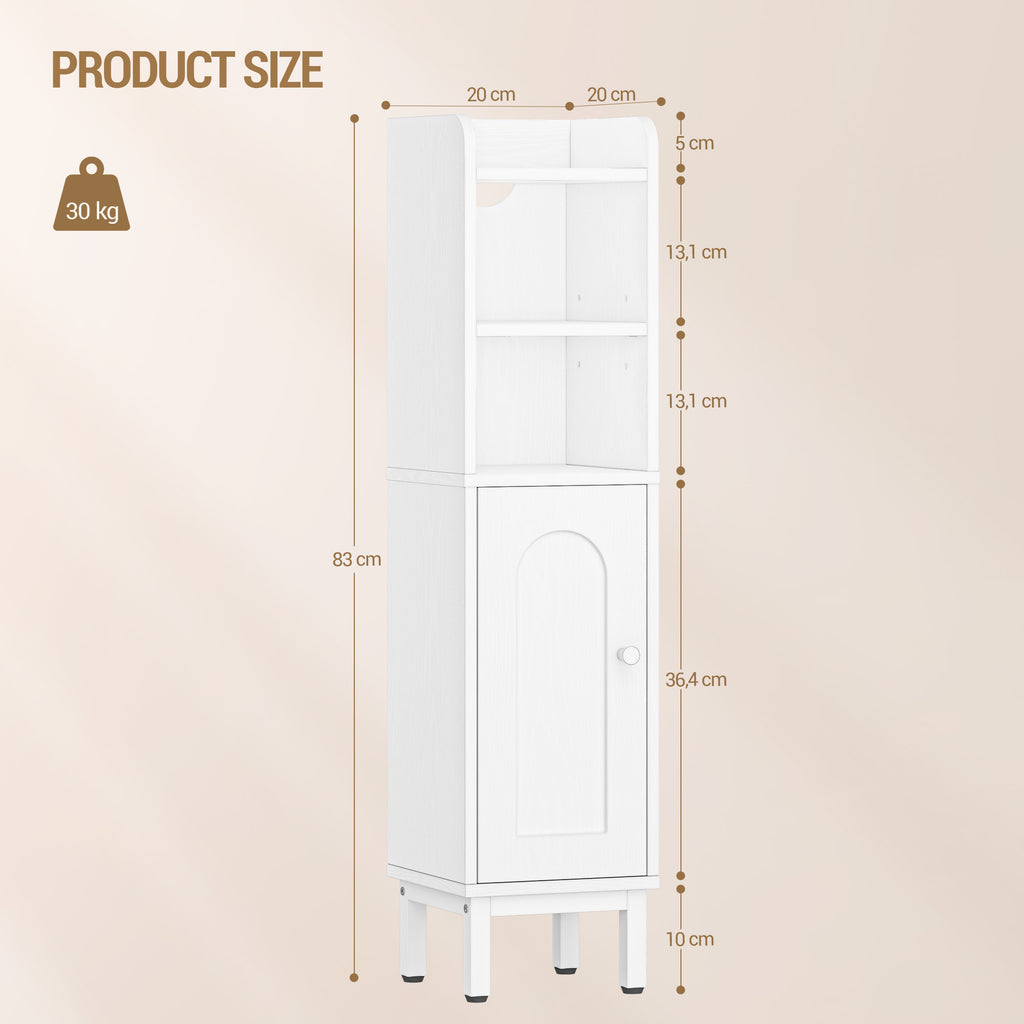 Hzuaneri Bathroom Cabinet, Bathroom Furniture, Narrow Cabinet, Adjustable Shelves, Space Saving, Easy Assembly, 20 x 20 x 83 cm, White BC08213W