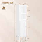 Hzuaneri Bathroom Cabinet, Bathroom Furniture, Narrow Cabinet, Adjustable Shelves, Space Saving, Easy Assembly, 20 x 20 x 83 cm, White BC08213W
