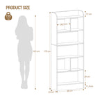 Hzuaneri Bookshelf, Bookcase, with 6 Shelves, Storage Shelf, Freestanding Shelf, for Living Room, Office, Bedroom, 24 x 80 x 170 cm, White BC11803X