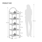 Hzuaneri 5 Tier Bookcase Bookshelf, Tempered Glass Bookshelves, Slim Shelving Unit for Bedroom, Bathroom, Home Office, Steel Frame, Gold BC05001G
