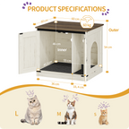 Hzuaneri Cat Litter Box Enclosure, Hidden Litter Box Furniture with Detachable Dividers, Reversible Entrance Left or Right Side, Wooden Cat House, 60 x 50 x 54 cm, Rustic Brown and White CB84514X