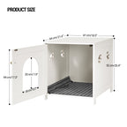 Hzuaneri Cat Litter Box Enclosure, 52 cm L Hidden Litter Box Furniture, Wooden Indoor Pet House with Front Arched Door, Side End Table, Nightstand for Living Room, Bedroom, White CB82213X