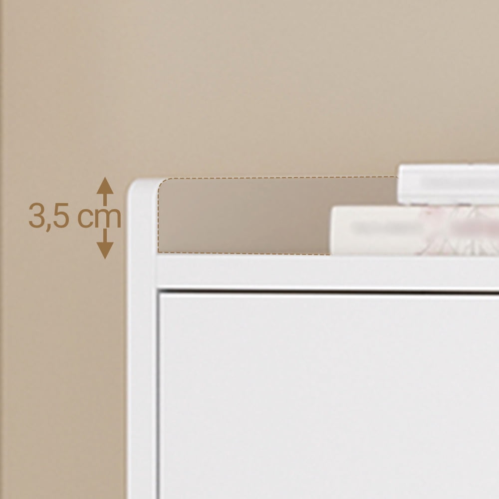 Hzuaneri 54.3" Tall Narrow Hidden Shoe Organizer, Freestanding Cabinet Featuring 3 Flip‑Top Drawers, Adjustable Shelves and Gold Handles, Stores 18‑24 Pairs, for Entryway, White