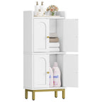 Hzuaneri Bathroom Storage Cabinet, 32.7" H Freestanding Multi‑Room Floor Organizer with 4 Doors & Adjustable Feet for Living Room, Kitchen & Compact Spaces, White