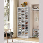 Hzuaneri 12-Tier Shoe Storage Cabinet, Wooden Tall Shoe Rack Organizer, Holds up to 36 Pairs of Shoes, Shoe Storage Organizer for Closet, Entryway, Dorm, Bedroom, White