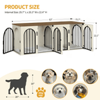 Hzuaneri Dog Crate Furniture for 2 Dogs, 63" Large Dog Kennel with Divider and Cushion for Medium Large Dogs, Double Dog Crate Furniture TV Stand, White Brown