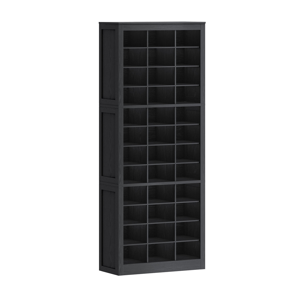 Hzuaneri 12-Tier Shoe Storage Cabinet, Wooden Tall Shoe Rack Organizer, Holds Up to 36 Pairs of Shoes, Shoe Storage Organizer for Closet, Entryway, Dorm, Bedroom, Black
