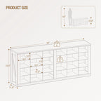 Hzuaneri Shoe Storage Bench, 59"W Farmhouse Widened Wooden Entryway Cubby Organizer with Compartments for Cloakroom & Entryway, Antique White