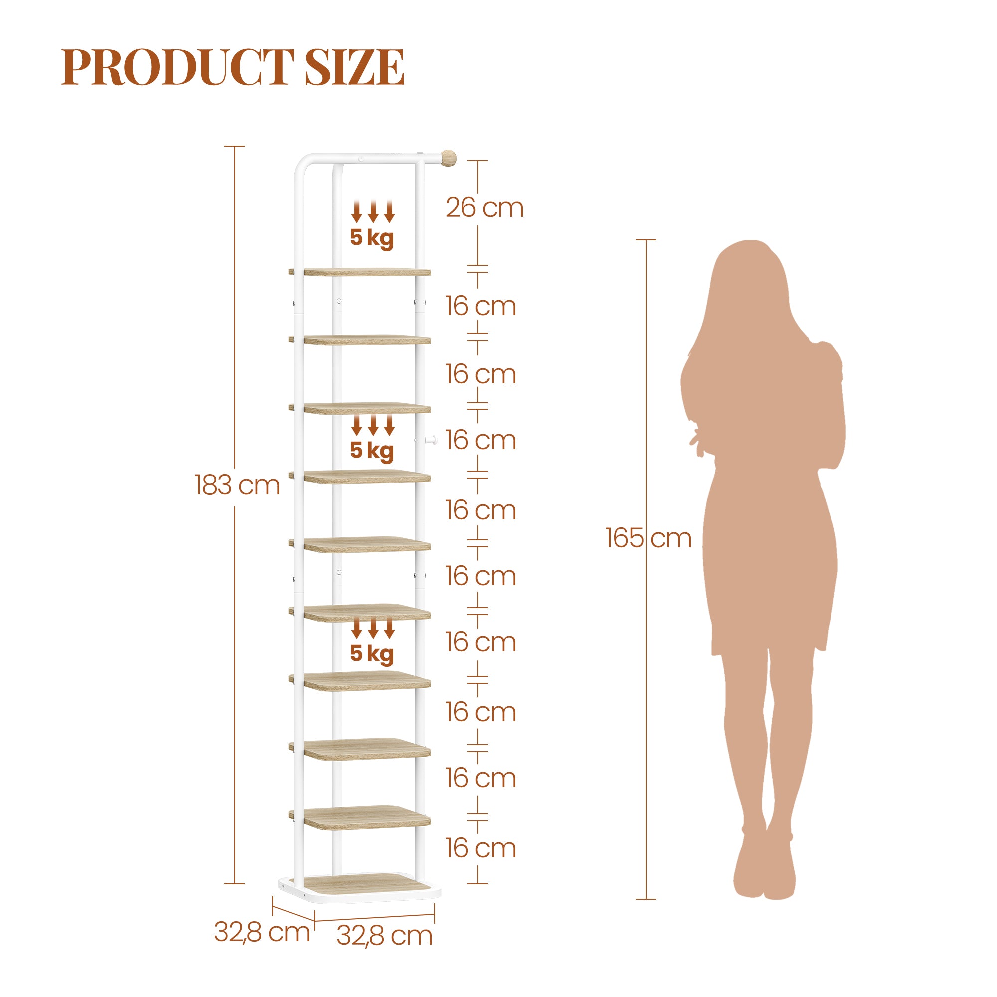 HEXCELEN Shoe Rack, 10-Tier Shoe Rack, Narrow Vertical Shoe Rack, Adjustable Shelf, for Entryway, Living Room