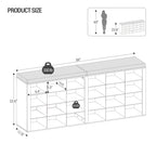 Hzuaneri Shoe Bench, Shoe Rack with Seat, Shoe Cabinet with Bench, 24 Compartments, Entrance Bench with Adjustable Shelves for Living Room, Bedroom, Hallway, White-Grey SB32403GY