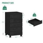 Hzuaneri Rolling Container, Mobile Filing Cabinet, Drawer Cabinet with 5 Drawers, Storage Cabinet for Office and Home Office, Black, 40 x 40 x 70 cm, FC55504X