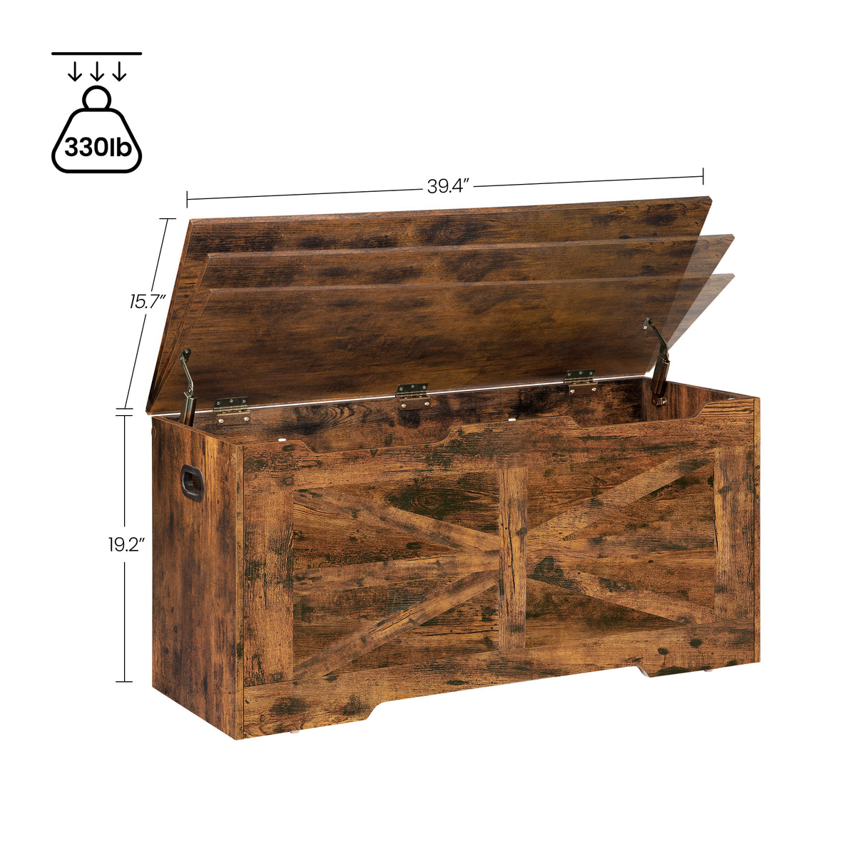 Hzuaneri Storage Chest, Storage Bench, Wooden Blanket Box Trunk with 2 Hinge, Lift-Top Organizer Chest, Shoe Bench for Hallway, Bedroom, Living Room, 40 x 100 x 48 cm, Rustic Brown SB03401X