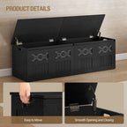 59"wooden storage bench with,multi-use for entryway,bedroom,Black